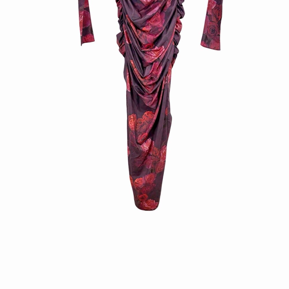 HOUSE OF CB Lanetta Romantic Floral Maxi Dress XS Roses long Sleeves Ruched $255 - Picture 7 of 12